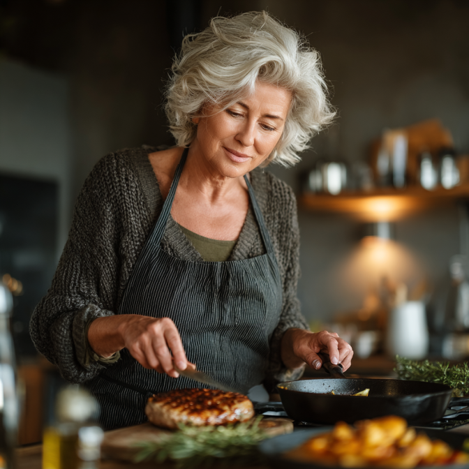 Активні літні люди з здоровою їжею